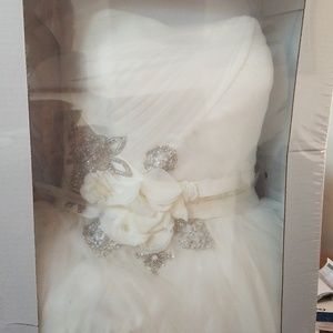 Vera Wang White Dress with Silver Accents